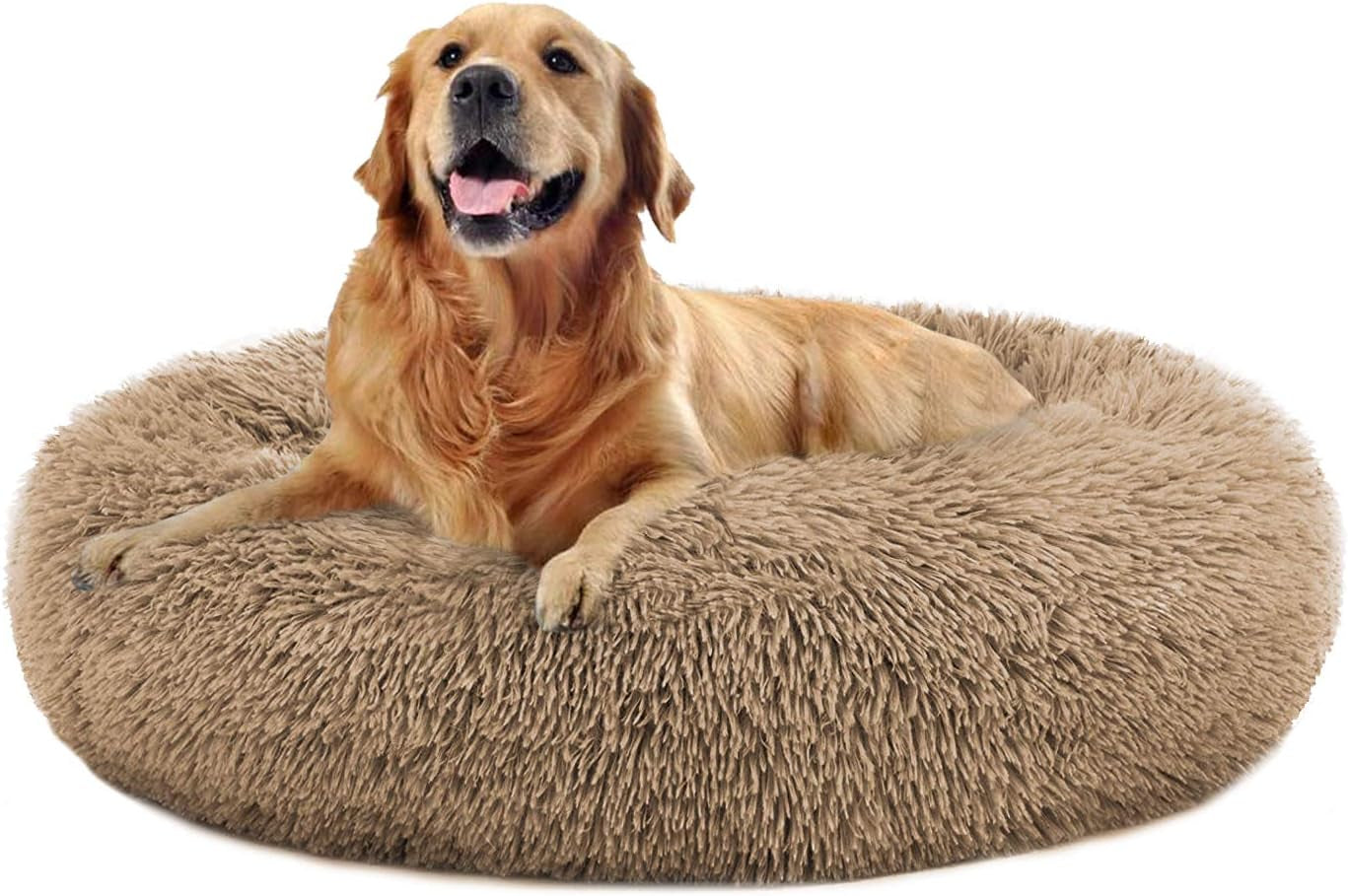 Comfortable round Plush Dog Beds, Calming Dog Bed for Small Medium and Large Dogs - XL