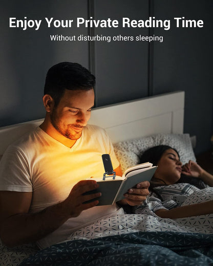 Book Light, Amber Warm Clip on LED with 3 Adjustable Brightness for Eye Protection, Rechargeable USB Long Lasting Reading Light, Gifts for Bookworms, Kids (Black)