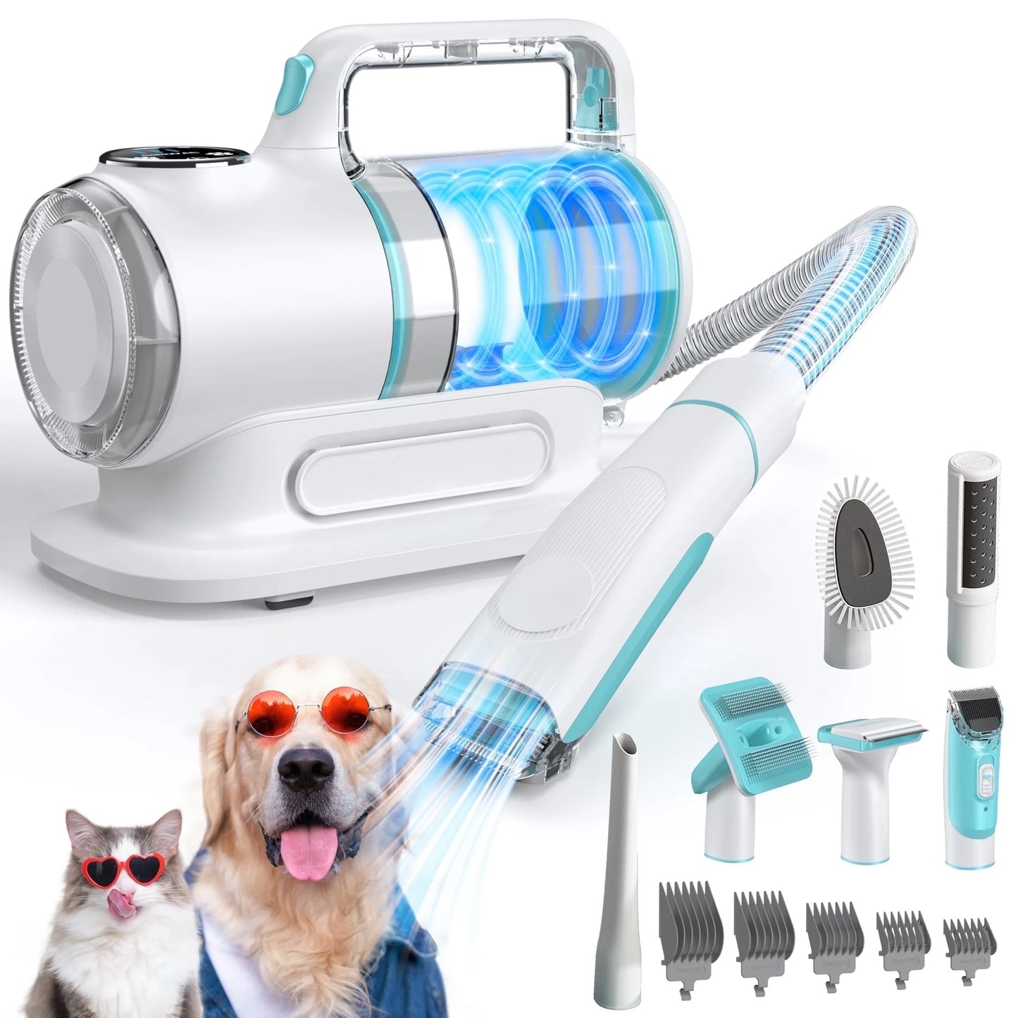 Professional 6-In-1 Dog Grooming Vacuum Kit - 11000PA High Suction & 1.5L Large Capacity | 99% Hair Removal with Complete Grooming Tools | High Suction Pet Vacuum for Professional Grooming