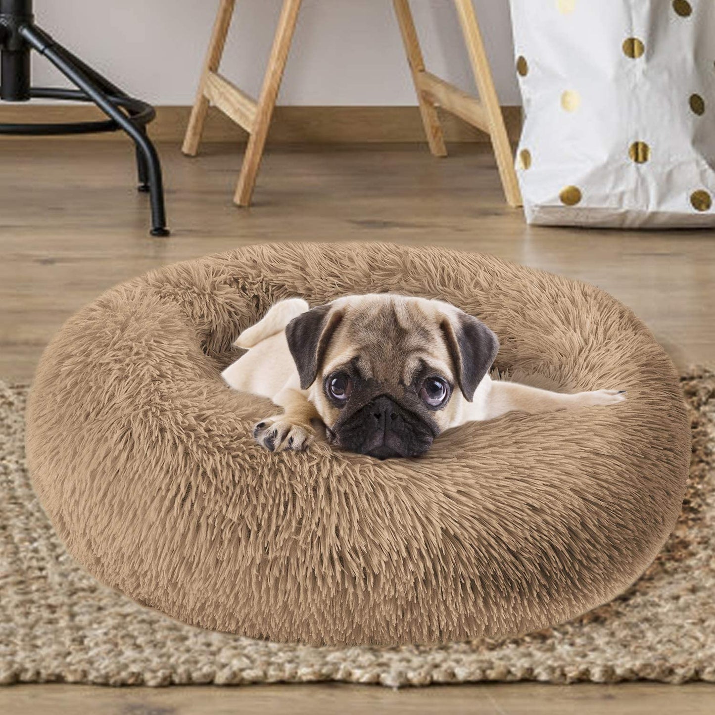 Comfortable round Plush Dog Beds, Calming Dog Bed for Small Medium and Large Dogs - XL