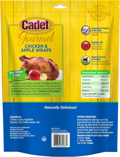 Gourmet Chicken & Apple Wrapped Dog Treats Wraps - Healthy & Natural Chicken & Apple Dog Training Treats for Small & Large Dogs - Inspected & Tested in USA (28 Oz.)