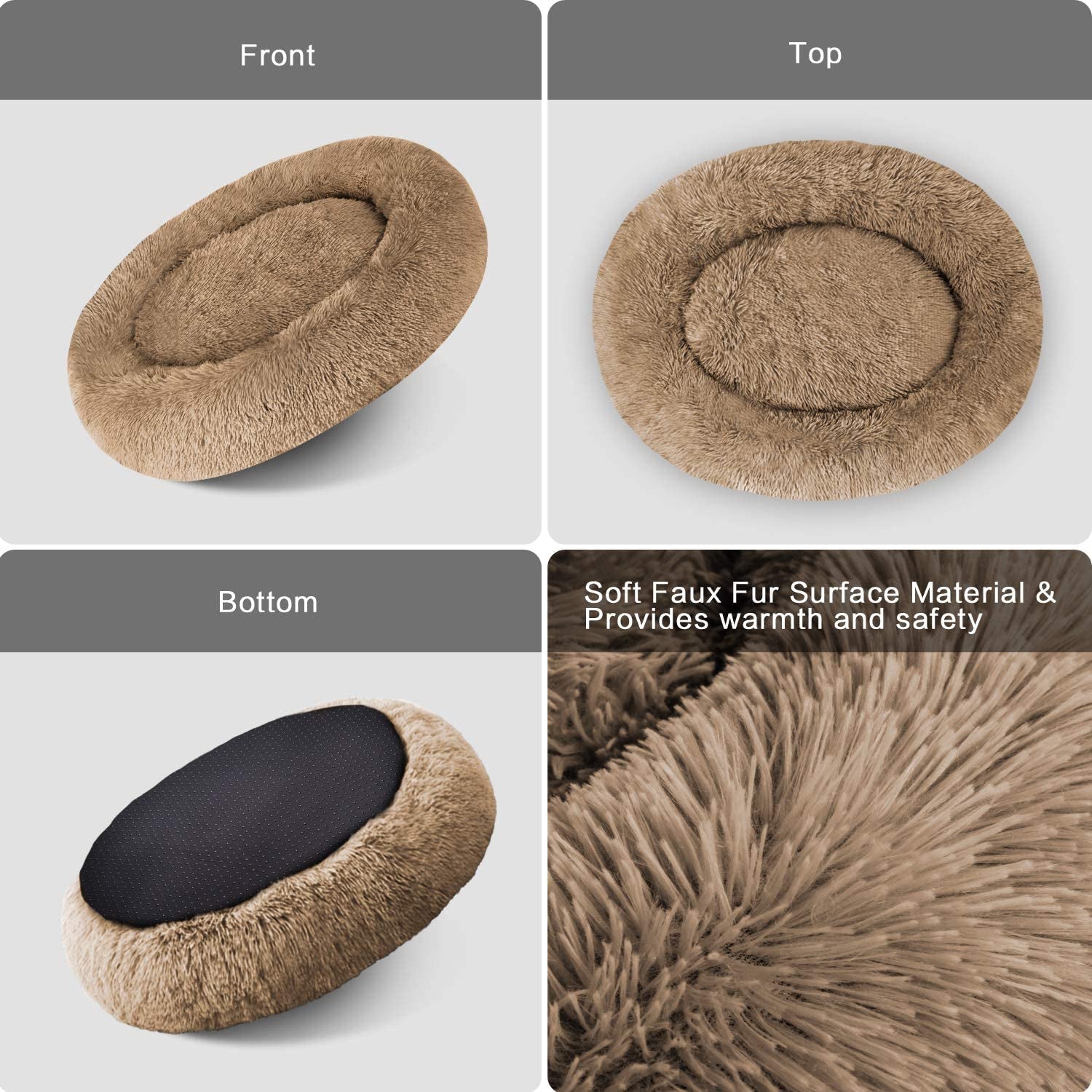 Comfortable round Plush Dog Beds, Calming Dog Bed for Small Medium and Large Dogs - XL