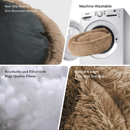 Comfortable round Plush Dog Beds, Calming Dog Bed for Small Medium and Large Dogs - XL