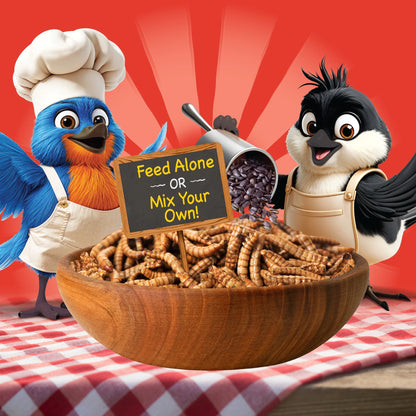 Recipe Selects Dried Mealworms for Birds, Bluebird and Wild Bird Food for outside Feeder, 2 Lb. Bag, 1 Pack